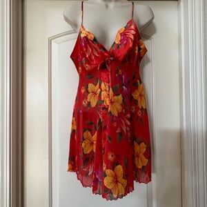Vintage Victoria's Secret Orange Yellow Floral Slip Dress Tropical
